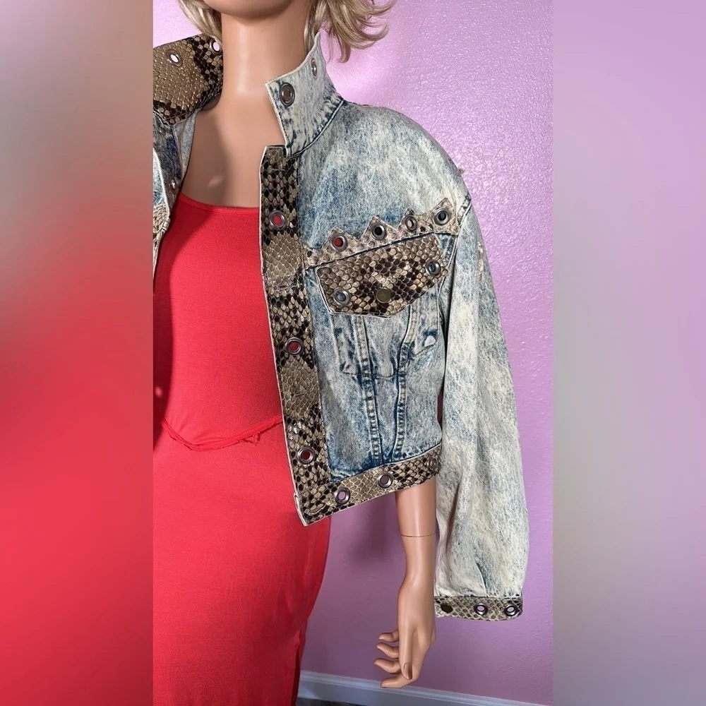 PYTHON SNAKE SKIN Leather one-of-a-kind distressed stonewashed Vintage
